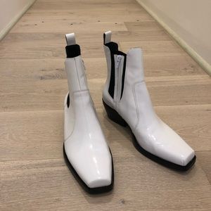 Jeffrey Campbell White Patent Leather Chelsea Boot